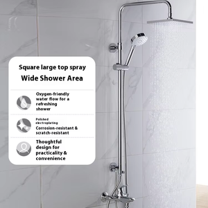 Colonne de douche à trois sorties en laiton poli Koyue, robinets à jet doux en céramique pour salle de bain domestique - K-77365T-B4-Cp - Product Image 1