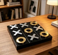 Jeu de Tic Tac Toe en acrylique personnalisé en usine, ensemble de jeu de table XO de luxe en or et argent