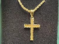 Collar de Cadena con Cruz Chapada en Oro de 18K Personalizado, Collar con Colgante de Cruz de Acero Inoxidable que No se Desvanece, Joyería para Mujer