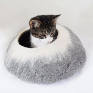 Premium Vilt <span class=keywords><strong>Cat</strong></span> Cave Grote Alle Natuurlijke 100% Merino Wol Handgemaakte Indoor Kat Huis Zachte Comfortabele Kat <span class=keywords><strong>Bed</strong></span> - Product Image 3