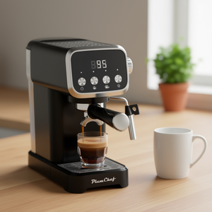 Cafetera Espresso PlumChef de 20 Bares, Tanque de Agua de 43 Oz, Control Digital, Diseño Vertical Delgado, Espumador de Leche, Uso Doméstico - Product Image 2