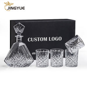 Ensemble 5 carafe en verre triangulaire transparente de 750ml coupe irlandaise 4 verres à <span class=keywords><strong>whisky</strong></span> à l'ancienne pour liqueur <span class=keywords><strong>Scotch</strong></span> boîte-cadeau incluse - Product Image 1