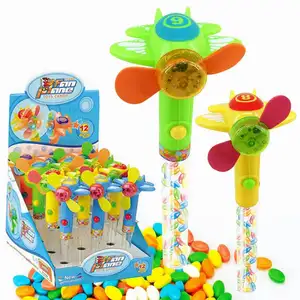 Candy Toy Chinese Factory Wholesale Flashlight Airplane Candy Fan Toy with Candy and Ducles