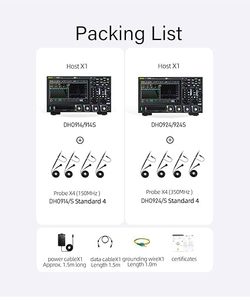 Oscilloscope numérique RIGOL DHO924S 4 canaux 250 MHz Résolution verticale 12 bits Fréquence d'échantillonnage 1,25 GSa/s Générateur de signaux intégré - Product Image 2