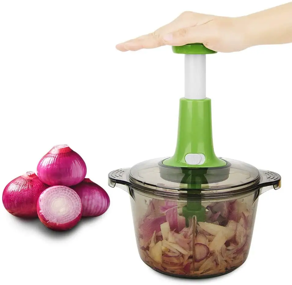 Picadora Manual de alimentos, picadora de mano exprés, cortar para picar y frutas, verduras, hierbas, cebollas