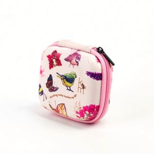 Bolsa de Cosméticos de Cuero Rosa Mini Personalizada, Organizador de Maquillaje EVA Rígido Impermeable, Espejo con Cierre de Cremallera, Estuche de Maquillaje Moderno - Product Image 4