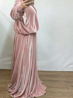 Ensemble Abaya 2 pièces R-867 Hiver à Capuche en Velours Longueur Cheville Manches Longues Coupe Ample Décontracté Islamique Grande Taille