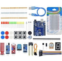 Kit de démarrage de base pour Arduino Uno Set R3 Kit de bricolage R3 carte/planche à pain électronique avec ensemble de composants de boîte de vente au détail