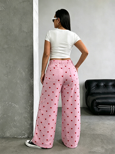 <span class=keywords><strong>Jeans</strong></span> a gamba larga <span class=keywords><strong>con</strong></span> stampa a cuore da donna, <span class=keywords><strong>vita</strong></span> alta, vestibilità ampia, pantaloni casual per tutte le stagioni, tessuto <span class=keywords><strong>elastico</strong></span>, abbigliamento estivo alla moda - Product Image 5