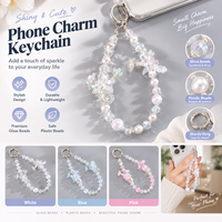 Chaîne de téléphone portable faite à la main, perles, fleurs plaquées, perles douces, anti-perte, style INS, breloque de sac, pendentif