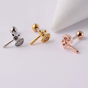 20G Acero inoxidable CZ cartílago Helix Tragus pendiente paz paloma estrella Mini moda cristal oreja Stud cuerpo moda Stud pendientes - Product Image 5