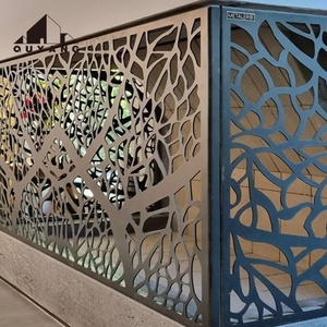 <span class=keywords><strong>Panneau</strong></span> de clôture en acier découpé au laser QUYANG, motif floral, pour cour de villa moderne, écran d'intimité extérieur en métal - Product Image 2