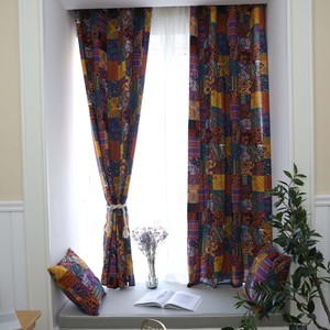 Tenda Sunny Home rifinita bohémien stile etnico retrò cotone e lino Semi oscurante tenda - Product Image 5