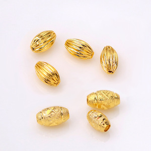 18K Gold Plated <b>Copper</b> Oval Beads For <b>Bracelet</b> Making Loose Spacer Beads - Product Image 2