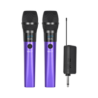 Microphone KTV sans fil avec récepteur rechargeable, double prise jack 1/4 et 1/8, 4 canaux, directivité cardioïde pour utilisation en bus