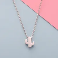 Usine directement en gros bijoux en acier inoxydable plante Cactus mignon petit pendentif collier