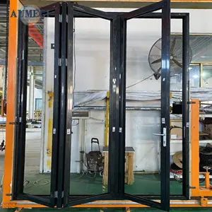 Aumegi Custom Folding Door Hurricane Proof Bifolding Door Tempered Glass Exterior Bifold Doors