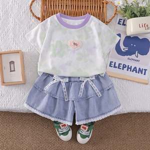 Conjunto de Ropa de Verano 2026 para Niñas, Estampado Floral <span class=keywords><strong>y</strong></span> de Corazones, Manga Corta, <span class=keywords><strong>Dos</strong></span> Piezas, Estilo Casual - Product Image 6