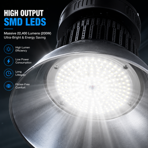 Lampada LED Industriale Tradizionale con Riflettore in Alluminio 50W-240W SMD 3030 con Raffreddamento a Pinne per Magazzini, Fabbriche e Officine - Product Image 4