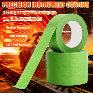 Ruban <span class=keywords><strong>de</strong></span> <span class=keywords><strong>masquage</strong></span> en coton acrylique haute température 120°C pour peinture automobile, résistant à la chaleur, <span class=keywords><strong>sans</strong></span> résidu, facile à déchirer, pour peinture au pistolet automobile - Product Image 1