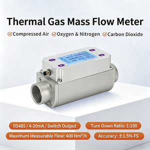 Débitmètre massique thermique haute précision RS485 Modbus 24VDC, capteur de débit de <span class=keywords><strong>gaz</strong></span> pour la mesure de l'air comprimé, de l'azote et de l'oxygène - Product Image 1