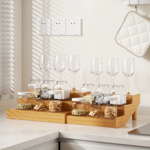 Étagère à Épices en Bambou OEM en Gros, Organisateur de Placard de Cuisine Extensible, Support Empilable, <span class=keywords><strong>Petit</strong></span> Organisateur d'Épices pour Armoire - Product Image 4