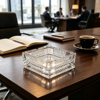 Cendrier carré en verre transparent pour cigarettes et cigares, cendrier de fumeur en gros avec logo personnalisé et options de tailles multiples