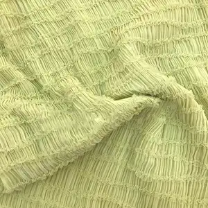 Top quality In-Stock 100% polyester pleated Embroidered Woven jacquard crepe crinkle chiffon fabric polyester