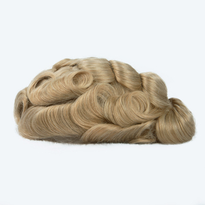 Prothèse capillaire frontale pour homme 100% cheveux humains personnalisée, transparente, ondulée, avec ligne de cheveux pré-épilée - Product Image 4