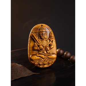 Colgante Tallado de la Diosa Manjushri en Ojo de Tigre: Un Símbolo de Sabiduría, Protección y Fuerza Espiritual. Peso 16 g. - Product Image 3