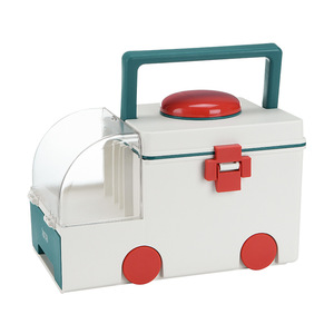 Super Factory Medicine Box Large Capacity Portable Plastic Home Use White Green - Product Image 5