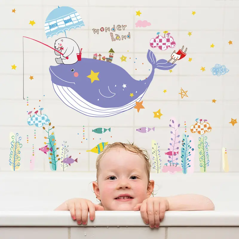 Onderwater Wereld Vis Haai Dolfijn Plint Muur Stickers Voor Kinderen Kamers Keuken Badkamer Decor Pvc Stickers Diy Muurschildering Kunst