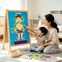 Nuevo Diseño de Juguete Educativo Temprano Montessori, Tablero de Historias Sensorial de Fieltro, Aprendizaje de las Partes del Cuerpo