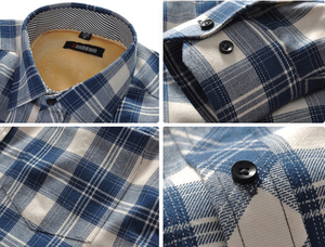 เสื้อเชิ๊ตผ้าสักหลาดลายสก็อตสำหรับผู้ชายอบอุ่นในฤดูหนาว - Product Image 3