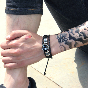 Bracelet <span class=keywords><strong>Couple</strong></span> Homme et Femme en Cuir Tressé Corde à la Main Réglable Luminescent - Product Image 6