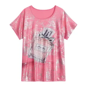 Chemise grande taille de couleur unie T-shirt surdimensionné en coton pour femmes avec logo personnalisé personnalisation d'été de haute qualité Vente en gros