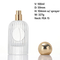 Flacon de parfum cylindrique cannelé avec bouchon rond doré – Design haut de gamme, logo personnalisé OEM et boîte en carton
