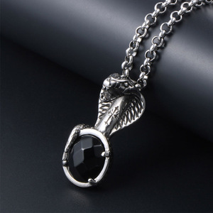 Cobra Pendant Stainless Steel Necklace <b>Men</b> Animal Themed Jewelry Gift SP058 - Product Image 4