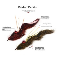 BH Feather Dumbbell Rabbit Hair Mane Guest Simulation Fly Bait Hooks pour la pêche au bar de rivière, super résistants, affûtés chimiquement