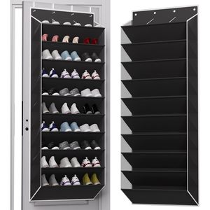 Organizador de zapatos para colgar sobre la puerta de 10 niveles, 33x15x85cm, con bolsillos profundos para almacenamiento en el armario - Product Image 1