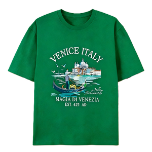 Camiseta con gráfico del paisaje de Venecia, Italia, con diseño de góndola, recuerdo de viaje vintage, camiseta Magia Di <span class=keywords><strong>Venezia</strong></span>. Camiseta Oversize de Algodón de Manga Corta Estilo Urbano Casual - Product Image 2