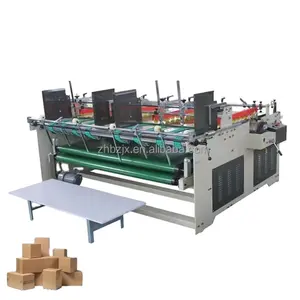 ZH-BZX Press Type Semi Automatic Lock Bottom Corrugated Box Folder Gluer Carton Box Making Folding Gluing Machine