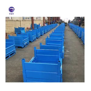 Portable safe forklift movable material handling storage metal pallet box container