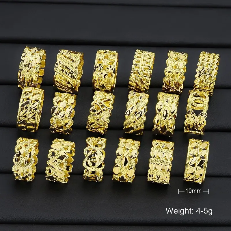 JXX wholesale Dubai/Arabic style high quality wedding rings men and women 24k gold mens brass hand ring