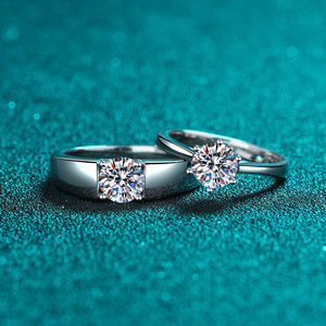 Anillo de moissanita de 1ct de plata de ley 925, anillo clásico de diamantes emparejados para hombres y mujeres para regalo de compromiso de boda, fiesta - Product Image 3