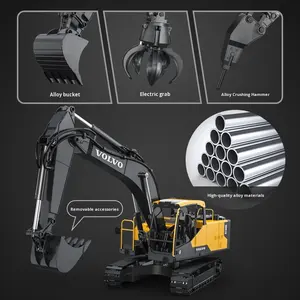 دبل إيجل E598 حفارة كهربائية بقضيب لولبي فولفو، آلة حفر بخطاف معدني، مقياس 1:16، سيارة لعبة للأطفال قابلة لإعادة الشحن - Product Image 1