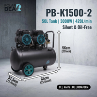 Compresor de Aire Silencioso Sin Aceite POLAR BEAR 50L/120L/160L Doble/Cuatro Cilindros 3000W-6000W 220-240V 2800rpm 8Bar Industrial