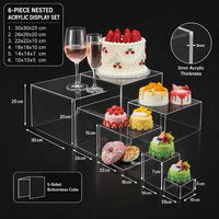 Présentoirs Cubiques Modernes Empilables en Acrylique Transparent Personnalisables – Supports Carrés de 3 mm d'Épaisseur pour Publicité Commerciale et Buffets
