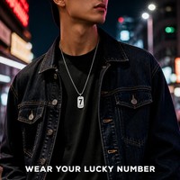 Collier pendentif en acier inoxydable 304/316L avec chiffres, pendentif ajouré, chaîne pour homme, bijoux streetwear