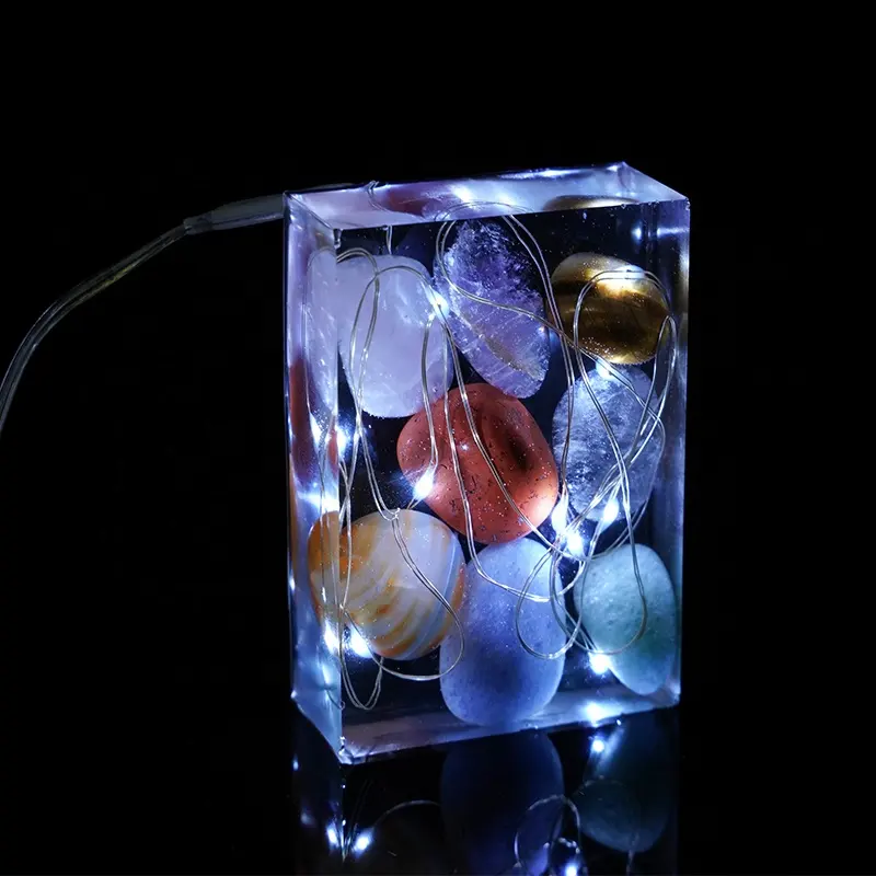 Scattered Gem Stone Handmade Home Decoration Lamp Transparent Art Crystal Curing Epoxy Resin Night Light
